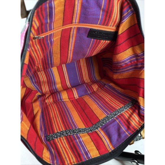 African Lily Pink and Gray Leather Tote Bag - Picture 3 of 16